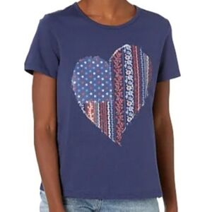 NWOT Gloria Vanderbilt Short Sleeve T-shirt | Heart Floral Flag